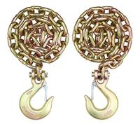 VEVOR G80 Transport Binder Chain, 3/8" x 2.9' 2-Pack Tow Chain with Clevis Snap Hook, 7100 lbs Safe Working Load, Heavy Duty Logging Chain for Transporting Towing Truck Tie Down Binding Equipment