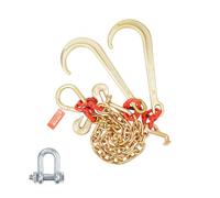 VEVOR G80 V Bridle Chain, 3/8" x 2' Towing Chain Bridle with 15" J Hooks, T Hooks & Grab Hooks, Heavy Duty Transport Tow Chain Bridle with 15600lbs Safe Working Load for Flatbed Truck Wrecker Recovery