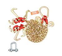 VEVOR G80 V Bridle Chain, 5/16" x 3' Towing Chain Bridle with R Hooks, T Hooks, J Hooks and Grab Hooks, Transport Tow Chain Bridle with 10800 lbs Safe