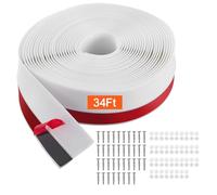 VEVOR Garage Door Seal Top and Sides Seal Strip, 34 FT Universal Weather Stripping Replacement Soft and Hard Composite, Weatherproofing Garage Door TPE Seals with Adhesive Backed and Screws, White