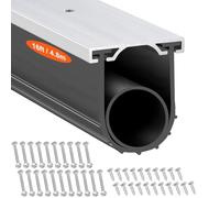 VEVOR JN-16FT-AL Rubber U Shape +O Ring Garage Bottom Weather Seal with Pre-drilled Aluminum Track Retainer Kit, 16ft 5/16 inch T-Ends and 3 3/4 inch Width, for Doors, Black