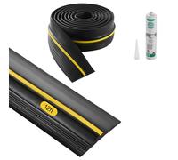 VEVOR Garage Door Threshold Seal Strip, 12 FT Universal Garage Door Floor Seal Strip with Adhesive, Garage Door Bottom Weatherproof Strip, Upgraded Thick PVC DIY Weather Stripping Replacement, Black