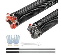 VEVOR Garage Door Torsion Springs, Pair of 0.218 x 2 x 24inch, 16000 Cycles, Garage Door Springs with Non-Slip Winding Bars, Gloves and Mounting Wrench, Electrophoresis Coated for Replacement