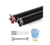 VEVOR Garage Door Torsion Springs, Pair of 0.25 x 2 x 32 in, 16000 Cycles, Electrophoresis Black Coated for Replacement, Garage Door Springs with Non-Slip Winding Bars, Gloves and Mounting Wrench