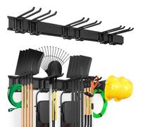 VEVOR Garage Tool Organizer, 600 lbs Max Load Capacity, Wall Mount Yard Garden Storage Rack Organization Heavy Duty with 6 Adjustable Hooks and 9 Rails, for Garden Tools, Shovels, Trimmers, and Hoses