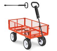Vevor Garden Cart, 900 Lbs, Heavy Duty Steel Yard And Garden Utility Wagon With 10-In Tires, With Adjustable Handle, Red