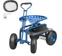 Vevor Garden Cart Rolling Workseat With Wheels, Gardening Stool For Planting, 360 Degree Swivel Seat, Wagon Scooter