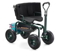 VEVOR Garden Cart Rolling Workseat with Wheels, Gardening Stool for Planting, 360 Degree Swivel Seat, Wagon Scooter with Steering Handle & Utility Tool Tray, Use for Patio, Yard, and Outdoors