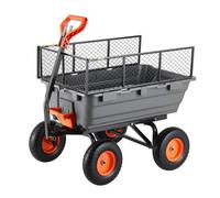 Vevor Garden Dump Cart, 1200 Lbs Poly Dump Cart, Garden Carts Dumps Wagon With Storage Fence, 2-In-1 Convertible Handle