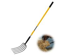 VEVOR Garden Fork, 5-Tine Gardening Pitchfork with Fiberglass Handle, 57 in Heavy Duty Digging Fork with Y Grip, Forged Steel Spading Fork for Hay Potato Composting Transplanting Aeration