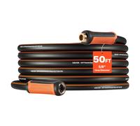 VEVOR Garden Hose, 50 ft 5/8" Heavy Duty 4-Layer Rubber Water Hose, 150PSI Working & 600PSI Burst, Flexible & Non-kink Outdoor Waterhose with 3/4" Fitting, Lightweight Hoses for Gardening Cleaning