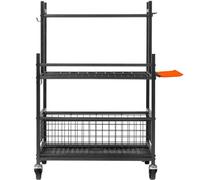 VEVOR Garden Tool Storage Rack with Wheels Garage Organizer 16 Slots with Hooks