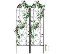 VEVOR 2 Packs Rustproof Metal Garden Flower Trellis, Outdoor Climbing Rose & Cucumber Support, Decorative Clematis Trellis for Courtyards & Lawns, 60 x 15 in, Black, Rectangular, Transitional Style