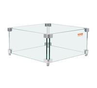 VEVOR Gas Fire Pit Wind Guard for Square Fire Table, 380 x 380 x 180 mm Clear Tempered Wind Guard for Firepits, 8mm Thick Square Glass Shield, Glass P