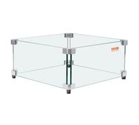 VEVOR Gas Fire Pit Wind Guard for Square Fire Table, 493 x 493 x 191 mm Clear Tempered Wind Guard for Firepits, 8mm Thick Square Glass Shield, Glass P