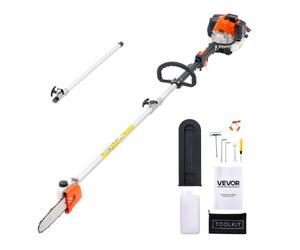 VEVOR Gas Pole Saw, 25CC 2 Stroke Gas Powered Pole Saws with 8 in Cutting Bar, Cordless Tree Trimmer with 23 fl.oz Fuel Tank, 6.5 to 9 ft Extendable,