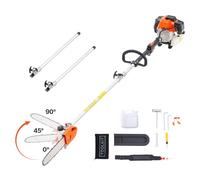 VEVOR Gas Pole Saw, 43CC 2 Stroke Gas Powered Pole Saws with 10 in Cutting Bar, Cordless Tree Trimmer with Rotatable Head, 6.9 to 11.8 ft Extendable, Powerful Chainsaw for Tree Trimming Pruning