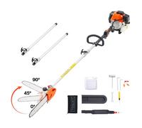 VEVOR Gas Pole Saw, 43CC 2 Stroke Gas Powered Pole Saws with 12 in Cutting Bar, Cordless Tree Trimmer with Rotatable Head, 7.1 to 12 ft Extendable, Powerful Chainsaw for Tree Trimming Pruning