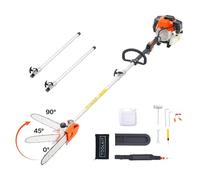 VEVOR Gas Pole Saw, 43CC 2 Stroke Gas Powered Pole Saws with 12 in Cutting Bar, Cordless Tree Trimmer with Rotatable Head, 7.1 to 12 ft Extendable, Powerful Chainsaw for Tree Trimming Pruning