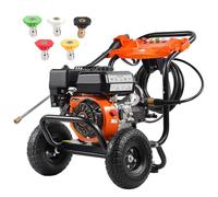 VEVOR Gas Pressure Washer, 3500 PSI 10L/min, 2.6 GPM Gas Powered Pressure Washer with Aluminum Pump, Spray Gun and Extension Wand, 5 Nozzle Set, for Cars, Fences, Homes, Driveways, Patios, Furniture