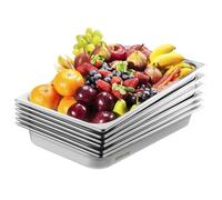 VEVOR Gastronorm Container, Stainless Steel Container, Pack of 6, 530 x 328 x 67 mm Food Container, Commercial Steam Pan Warming Container for Food, Cakes, Hotel Pan, Table Food Pan, Buffet Catering
