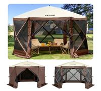 VEVOR Gazebo Screen Tent, 12 x 12 ft, 6 Sided Pop-up Camping Canopy Shelter Tent with Mesh Windows, Portable Carry Bag, Ground Stakes, Large Shade Ten