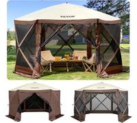 VEVOR Gazebo Screen Tent, 12 x 12 ft, 6 Sided Pop-up Camping Canopy Shelter Tent with Mesh Windows, Portable Carry Bag, Ground Stakes, Large Shade Tents for Outdoor Camping, Lawn and Backyard