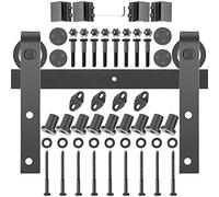 VEVOR gcm-do2 Sliding 12FT, 330LBS Load-Bearing Double Hardware Kit, Carbon Steel Barn Track, Darn 1.57-1.77" Thickness & 6FT Wide Door Panel, Black