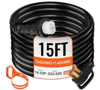 VEVOR Generator Extension Lead 12.5ft 50A 4 Wire 8 Gauge 125V 250V UL Listed N14-50P SS2-50R (15m)