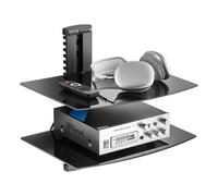 VEVOR Glass Floating Shelves, Holds up to 18 lbs, TV Wall Mount with Shelf,Strengthened Floating Entertainment Center for DVD Players / PS4 / Cable Bo