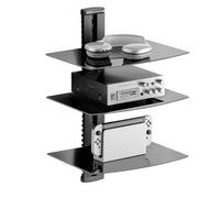 VEVOR Glass Floating Shelves, Holds up to 18 lbs, TV Wall Mount with Shelf，Strengthened Floating Entertainment Center for DVD Players / PS4 / Cable Bo