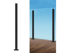 VEVOR Glass Railing Post - 41.34" Height Railing Bracket for 3/8"-1/2" Thickness Tempered Glass, Stainless Steel Balustrade Post for Balcony, Deck, Stair, Black