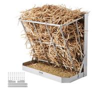 VEVOR Goat Hay Feeder, 21 Gallons Large Capacity, 2 in 1 Hay and Grain Feeder, Wall Mounted Livestock Feeder with Feed Tray, Multiple Sided Goat Hay R
