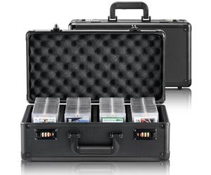 VEVOR Graded Card Storage Box, 4 Slots, Graded Sports Cards Holder Carrying Case with Coded Lock Foam Dividers, for 108 PSA Graded Cards 76 BGS Cards 84 SGC Cards 388 Top Loaders or 999+ Loose Cards