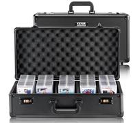 VEVOR Graded Card Storage Box, 5 Slots, Graded Sports Cards Holder Carrying Case with Coded Lock Foam Dividers, for 162 PSA Graded Cards 115 BGS Cards 130 SGC Cards 585 Top Loaders or 999+ Loose Cards