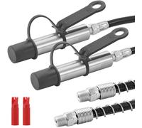 VEVOR Grease Gun Coupler 2 PCS, 10000 PSI High Pressure, 3-Jaw Locking, Quick Release Grease Gun Tip with Hose/Zerk Fittings Cleaner/Leak-Proof Cap, Compatible with All Grease Guns 1/8" NPT Fittings