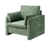 VEVOR Green Accent Chair, Modern Upholstered Accent Chair with Armrests, Cloth Arm Chairs with Thick Cushion and Arched Backrest, Single Fabric Armchair for Living Room, Bedroom, Study, Office