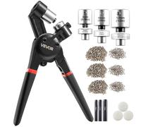 VEVOR Grommet Tool Kit, 900 PCS 8 mm 10 mm 12 mm Multi Size Metal Eyelets Grommets, Eyelet Kit with Manual Grommet Press Pliers, Hole Punch, and Block, for Leather Tarp Shoes Crafts Fabric Belt