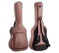 VEVOR Guitar Bag for 41 Inch Acoustic Guitars with Exterior Accessories Compartment, Brown Guitar Backpack with Foam Padding, Carry Handle and Shoulder Straps, 1195 mm PU Leather Gig Bag