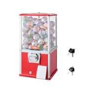 VEVOR Gumball Machine for Kids, 21" Height Home Vending Machine, PS Bouncy Balls Dispenser, Hold 180 Capsule Toys, Rectangle Bubble Gum Machine for Game Stores, Coin Operated Gumball Bank, Red