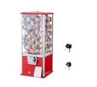 VEVOR Gumball Machine for Kids, 25" Height Home Vending Machine, PS Bouncy Balls Dispenser, Hold 230 Capsule Toys, Rectangle Bubble Gum Machine for Game Stores, Coin Operated Gumball Bank, Red