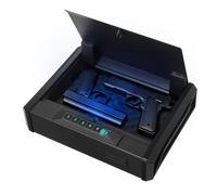 VEVOR Gun Safe, Heavy Duty Handgun Safe with Fingerprint/Password/Key, 3-Way Quick Access Firearm Case Box with Lighting for 2 Pistols & 2 Magazines,