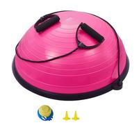 VEVOR Half Exercise Ball Trainer, 23 inch Balance Ball Trainer, 660lbs Capacity Stability Ball, Yoga Ball with Resistance Bands & Foot Pump, Strength Fitness Ball for Home Gym, Full Body Workout, Pink