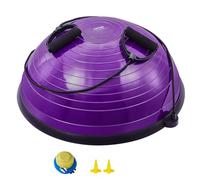 VEVOR Half Exercise Ball Trainer, 23 inch Balance Ball Trainer, 660lbs Stability Ball, Yoga Ball with Resistance Bands & Foot Pump, Strength Fitness Ball for Home Gym, Full Body Workout, Purple