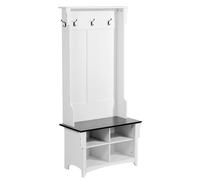 VEVOR Hall Tree with Storage, White, 16.5" W x 32.2" L x 67.7" H, Transitional Style, Wood Metal, 5 Hooks, 4 Drawers, Adjustable Shelves