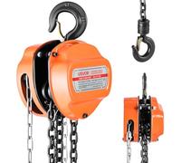 VEVOR Hand Chain Hoist, 1 Ton 2200 lbs Capacity, Manual Chain Block with Upgrade G80 Galvanized Chain, 3 m Lifting Height, Heavy Duty Pulley Hoist for Garage Warehouse Automotive Machinery, Orange