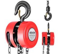 VEVOR Hand Chain Hoist, 1 Ton Capacity, Manual Chain Block with Upgrade G70 Galvanized Chain, 6 m Lifting Height, Heavy Duty Pulley Hoist for Garage Warehouse Automotive Machinery, Red