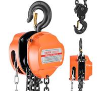 VEVOR Hand Chain Hoist, 2 Ton Capacity, Manual Chain Block with Upgrade G80 Galvanized Chain, 3 m Lifting Height, Heavy Duty Pulley Hoist for Garage Warehouse Automotive Machinery, Orange