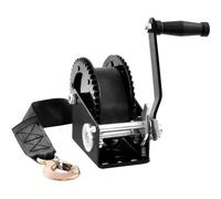 VEVOR Hand Winch, 2000 lbs Pulling Capacity, Boat Trailer Winch Heavy Duty Rope Crank with 23 ft Polyester Strap and Two-Way Ratchet, Manual Operated Hand Crank Winch for Trailer, Boat or ATV Towing