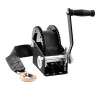 VEVOR Hand Winch, 2000 lbs Pulling Capacity, Boat Trailer Winch Heavy Duty Rope Crank with 23 ft Polyester Strap and Two-Way Ratchet, Manual Operated Hand Crank Winch for Trailer, Boat or ATV Towing